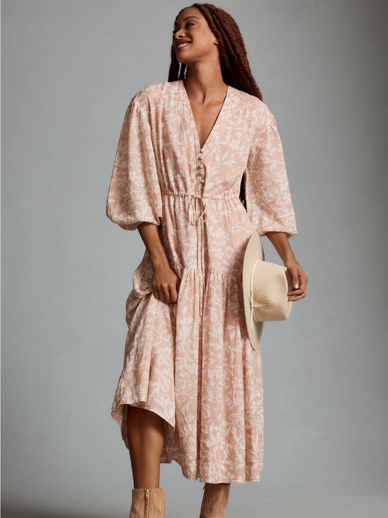 Anthropologie Dresses & Skirts - New with tags. Anthropologie Pink and Cream Floral Tiered Maxi Dress Size Large